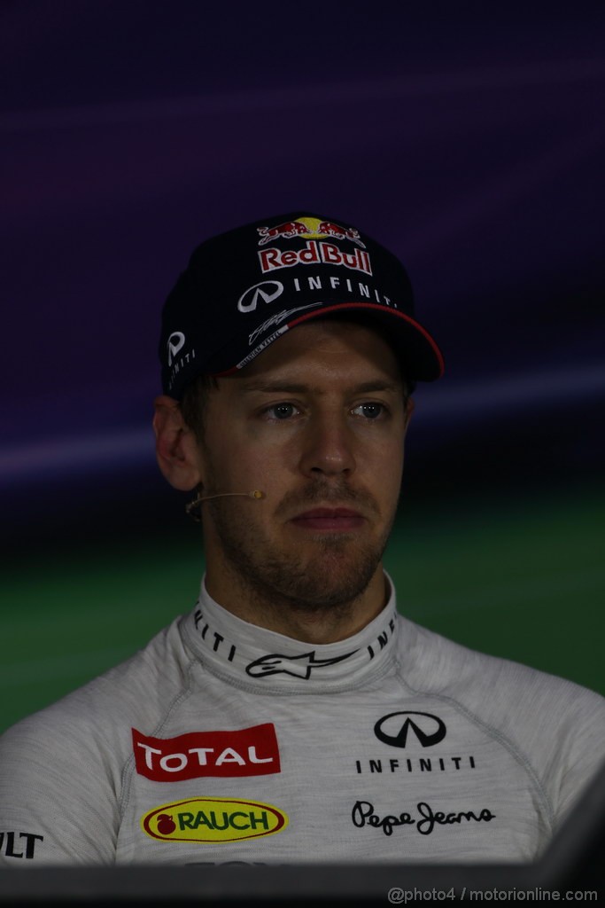 GP INDIA, 26.10.2013- Qualifiche press conference: Sebastian Vettel (GER) Red Bull Racing RB9 (pole position)