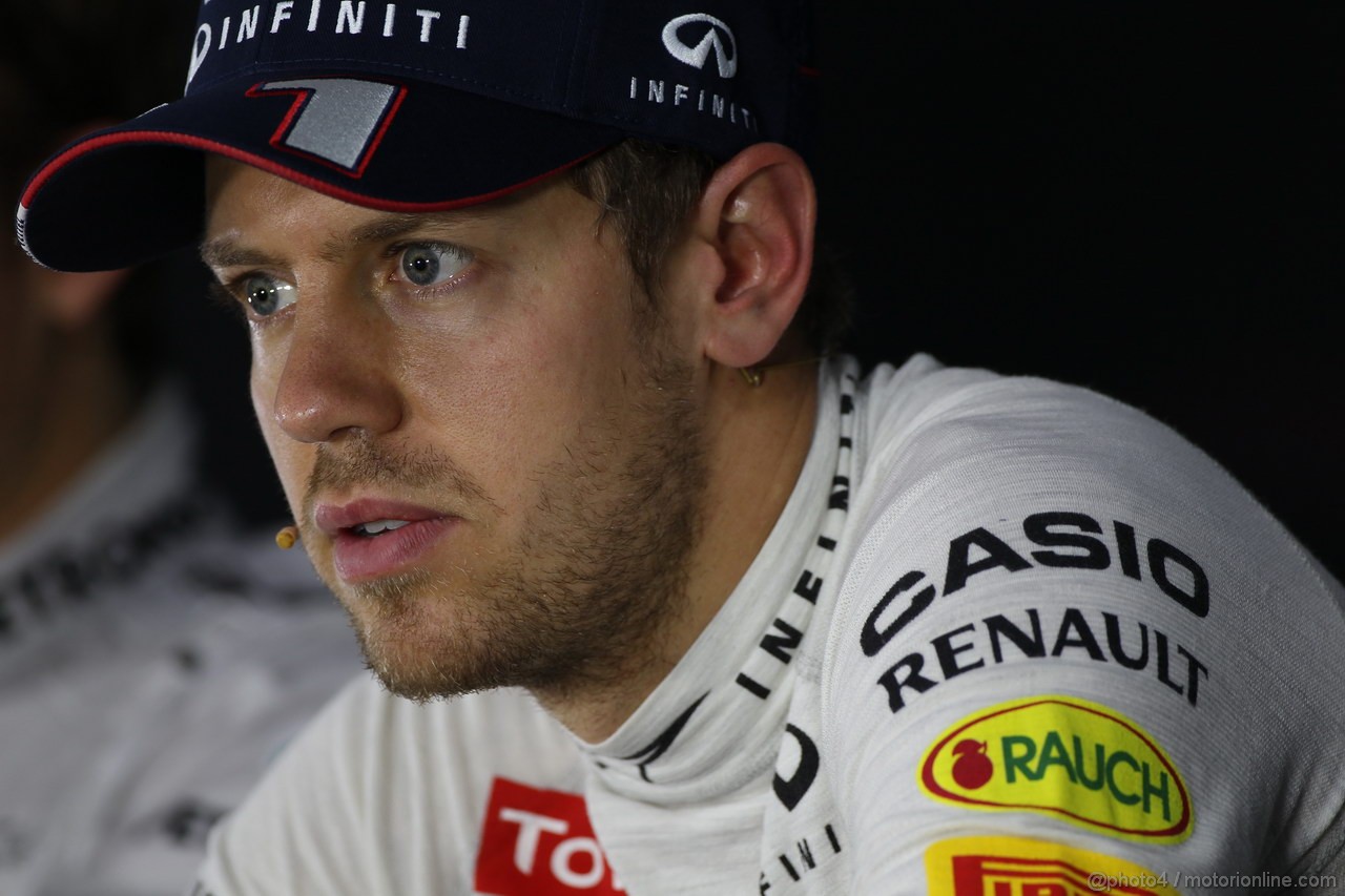 GP INDIA, 26.10.2013- Qualifiche press conference: Sebastian Vettel (GER) Red Bull Racing RB9 (pole position)