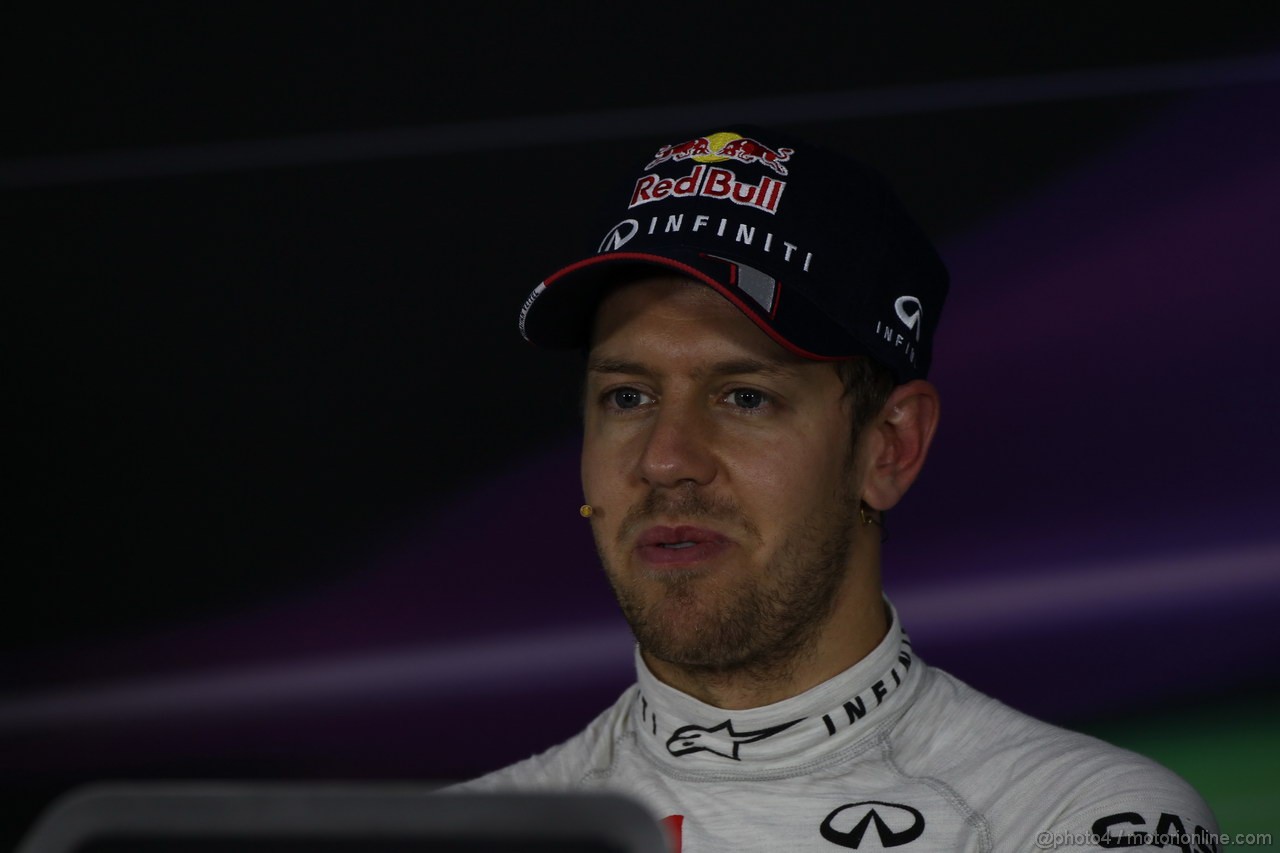 GP INDIA, 26.10.2013- Qualifiche press conference: Sebastian Vettel (GER) Red Bull Racing RB9 (pole position)