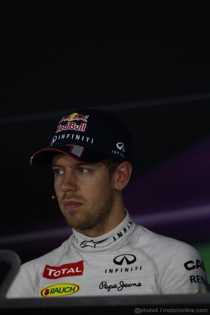 GP INDIA, 26.10.2013- Qualifiche press conference: Sebastian Vettel (GER) Red Bull Racing RB9 (pole position)