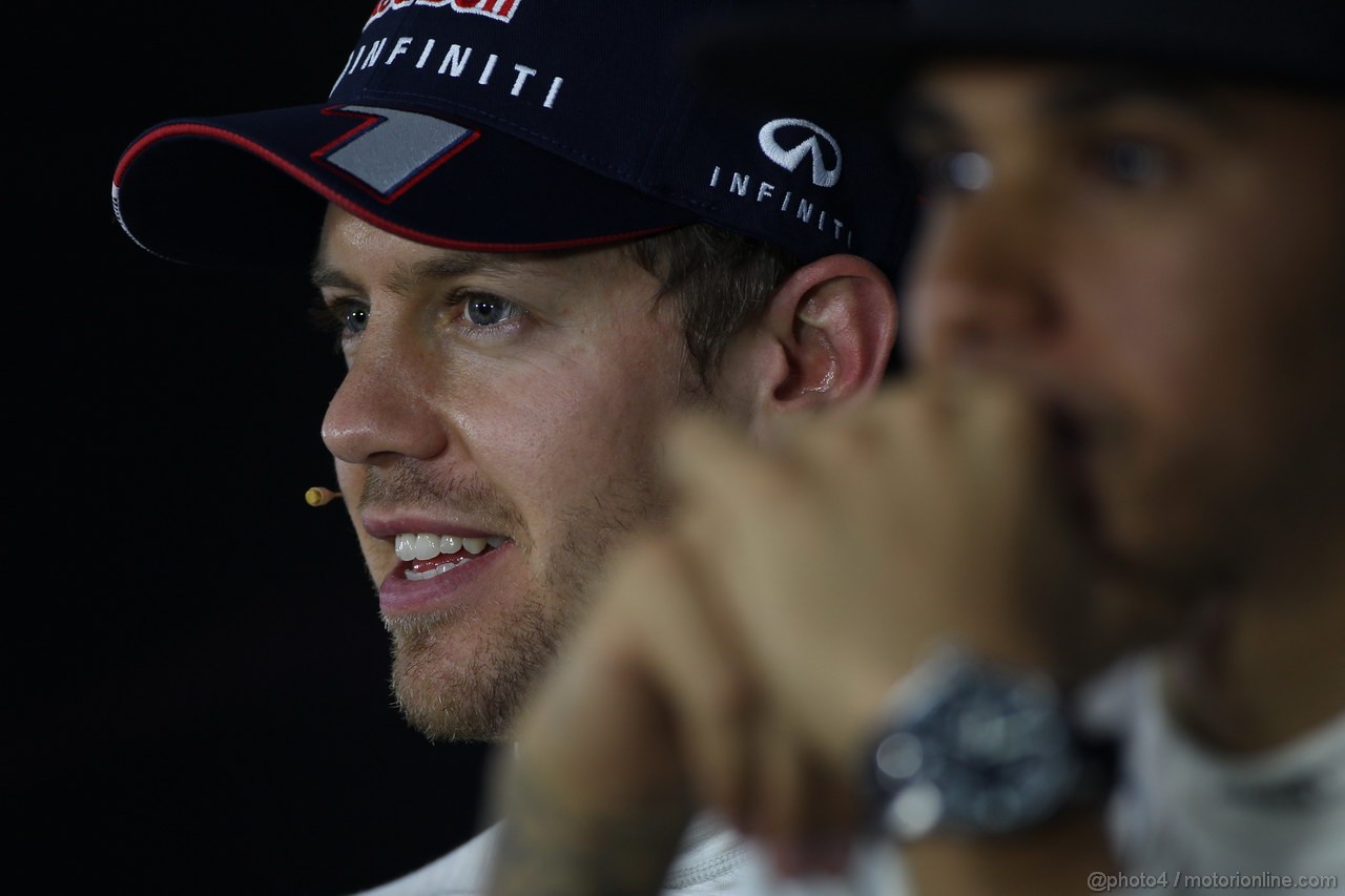 GP INDIA, 26.10.2013- Qualifiche press conference: Sebastian Vettel (GER) Red Bull Racing RB9 (pole position)
