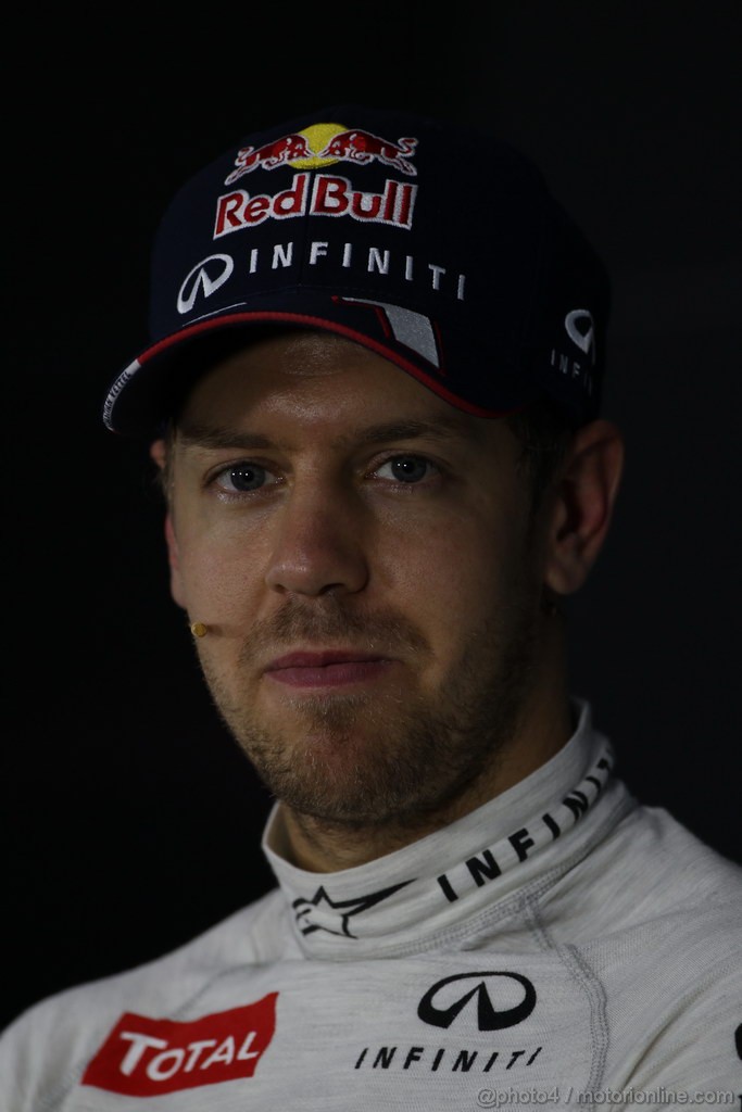 GP INDIA, 26.10.2013- Qualifiche press conference: Sebastian Vettel (GER) Red Bull Racing RB9 (pole position)