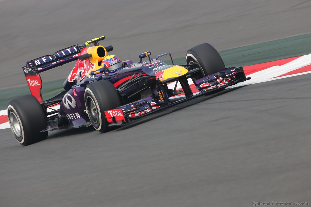 GP INDIA, 25.10.2013- Prove Libere 1: Mark Webber (AUS) Red Bull Racing RB9 