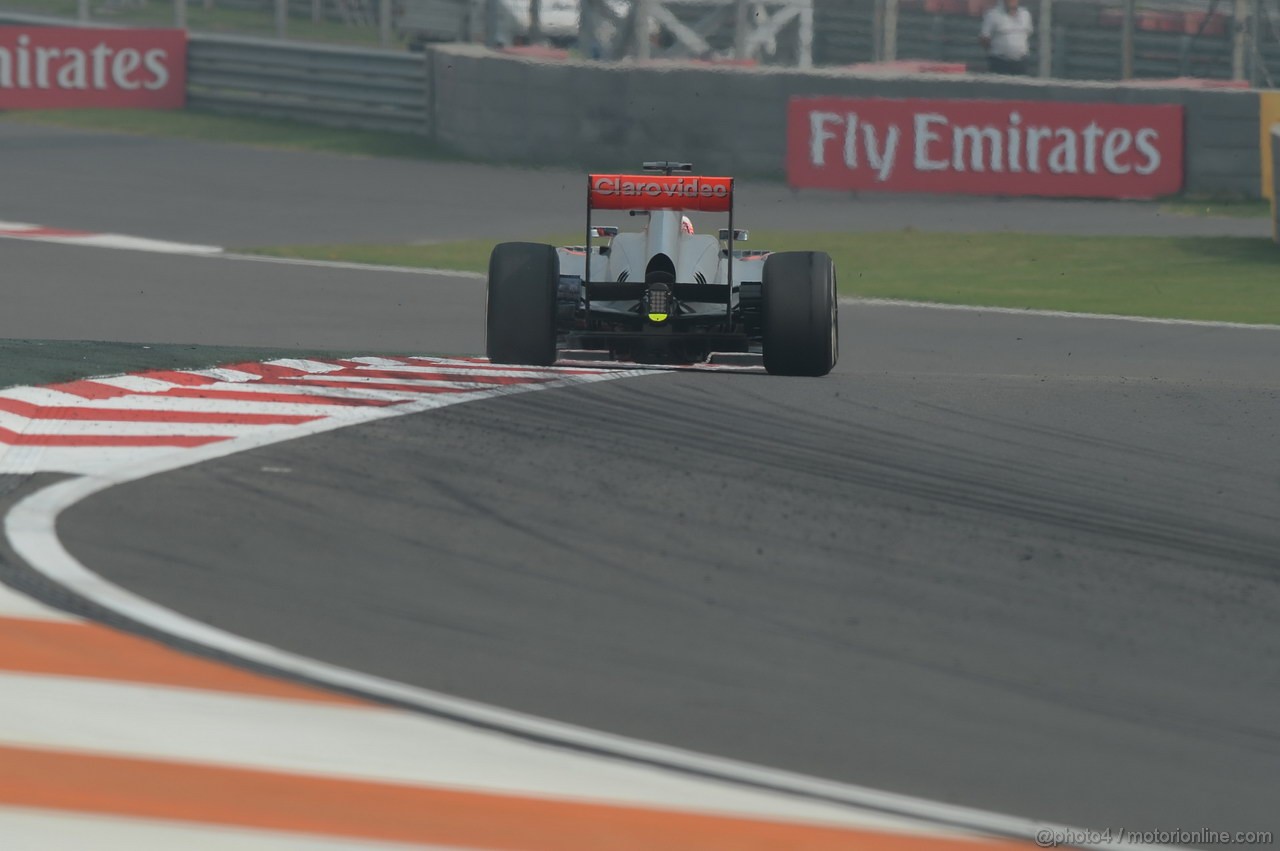 GP INDIA, 25.10.2013- Prove Libere 1: Jenson Button (GBR) McLaren Mercedes MP4-28 