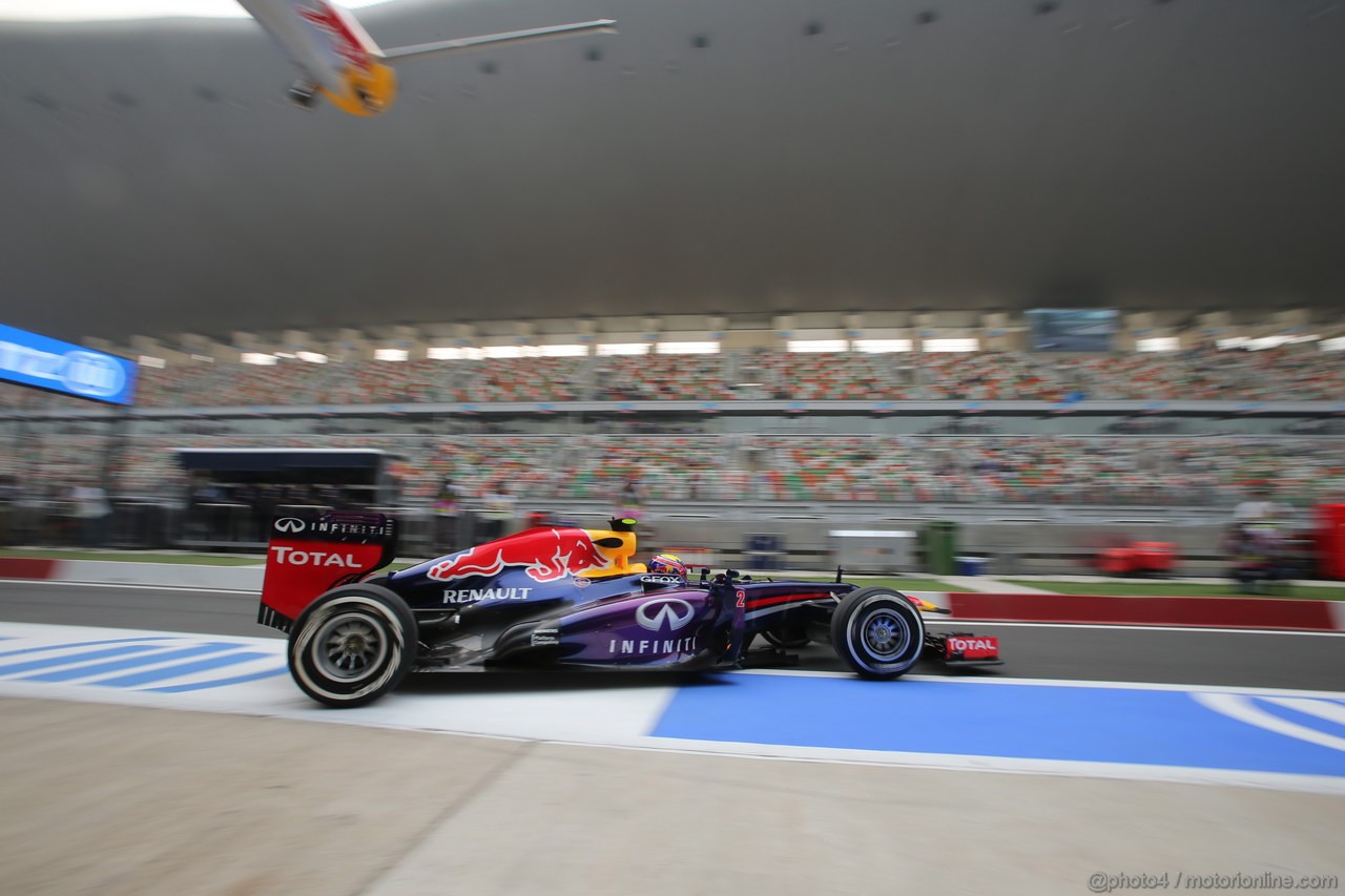 GP INDIA, 25.10.2013- Prove Libere 2: Mark Webber (AUS) Red Bull Racing RB9 