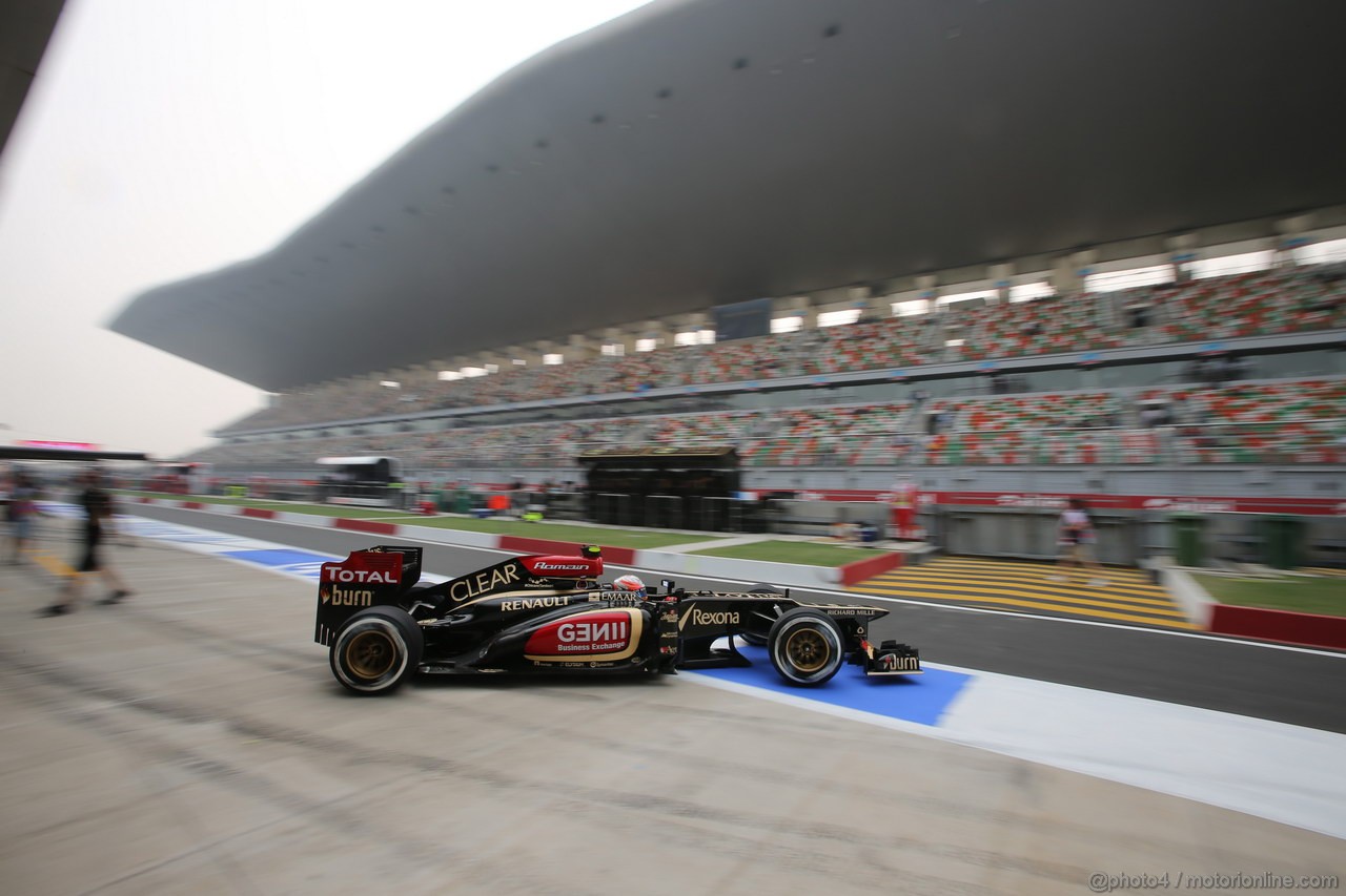 GP INDIA, 25.10.2013- Prove Libere 2: Romain Grosjean (FRA) Lotus F1 Team E21 