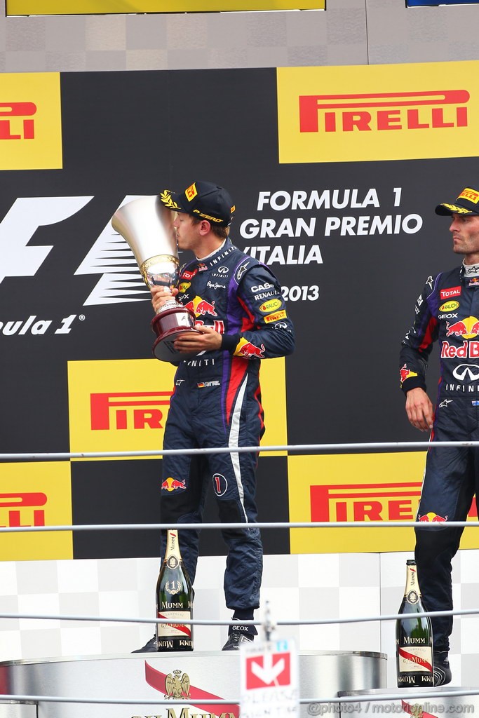 GP ITALIA, 08.09.2013- The Podium, winner Sebastian Vettel (GER) Red Bull Racing RB9