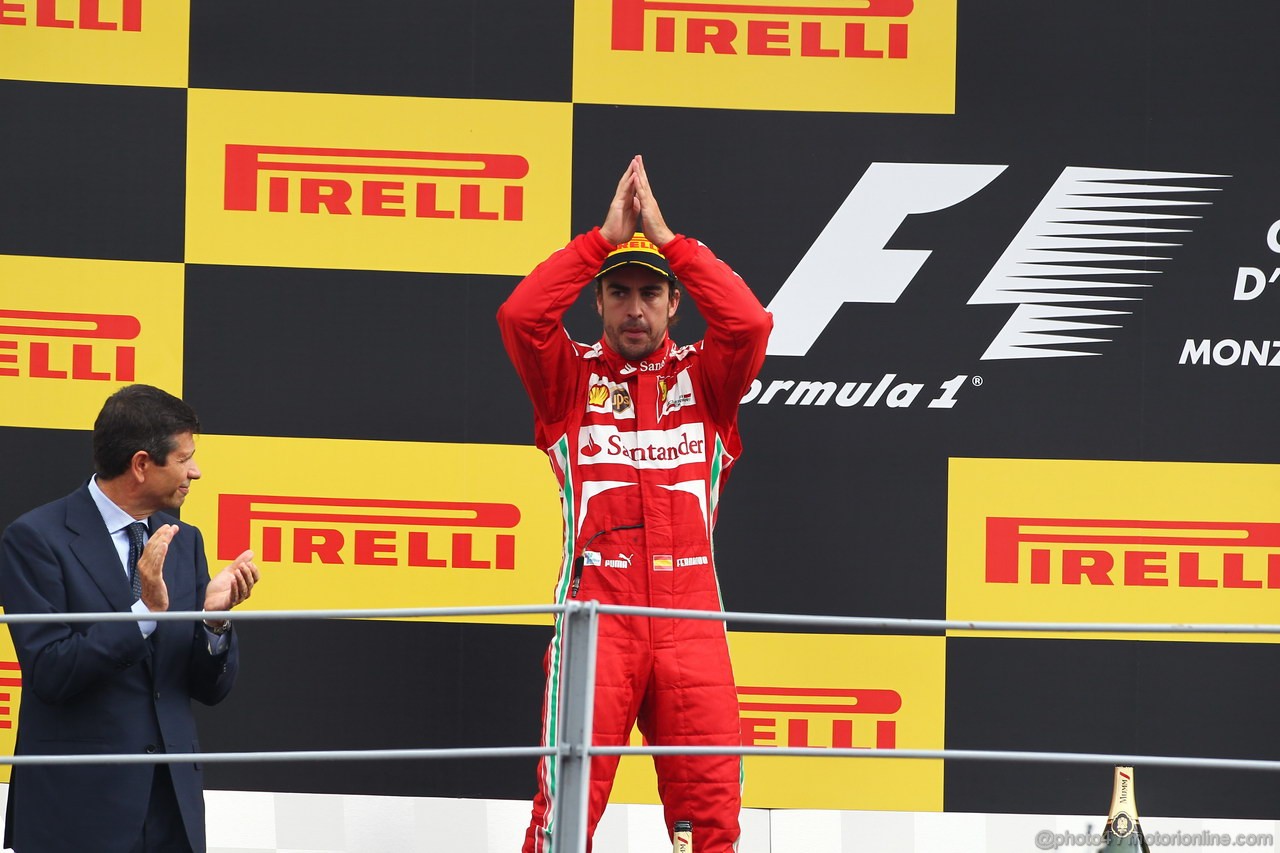 GP ITALIA, 08.09.2013- The Podium, 2nd Fernando Alonso (ESP) Ferrari F138