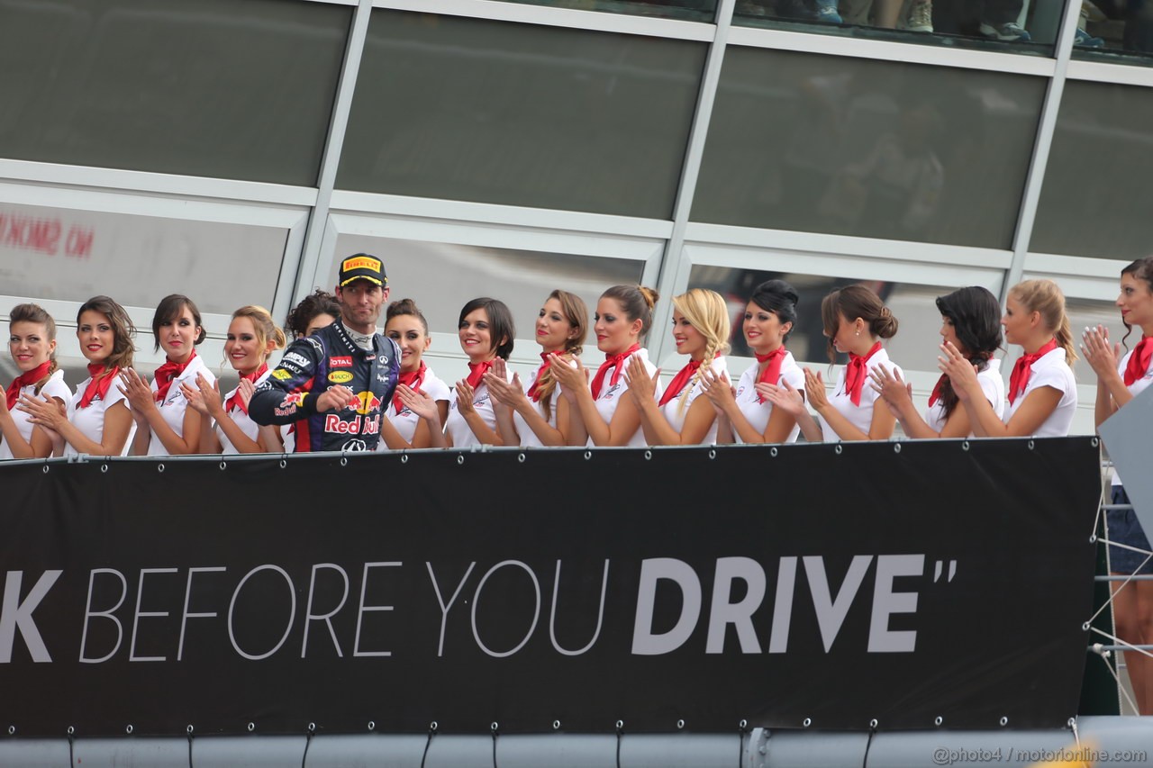 GP ITALIA, Podium: Sebastian Vettel (GER) Red Bull Racing RB9 (vincitore), Fernando Alonso (ESP) Ferrari F138 (secondo) e Mark Webber (AUS) Red Bull Racing RB9 (terzo)