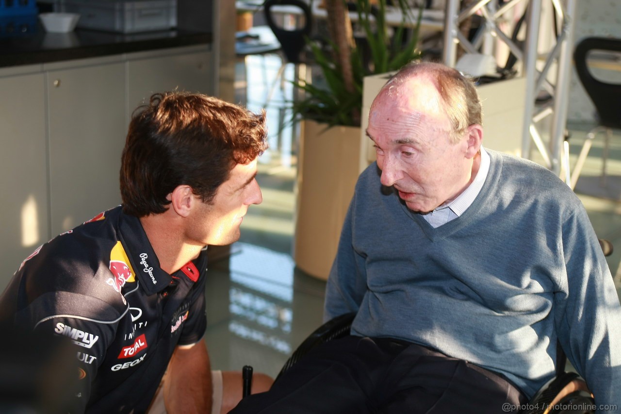 GP ITALIA, 05.09.2013- Mark Webber (AUS) Red Bull Racing RB9 last european race celabration with Frank Williams (GBR) Williams F1 Owner