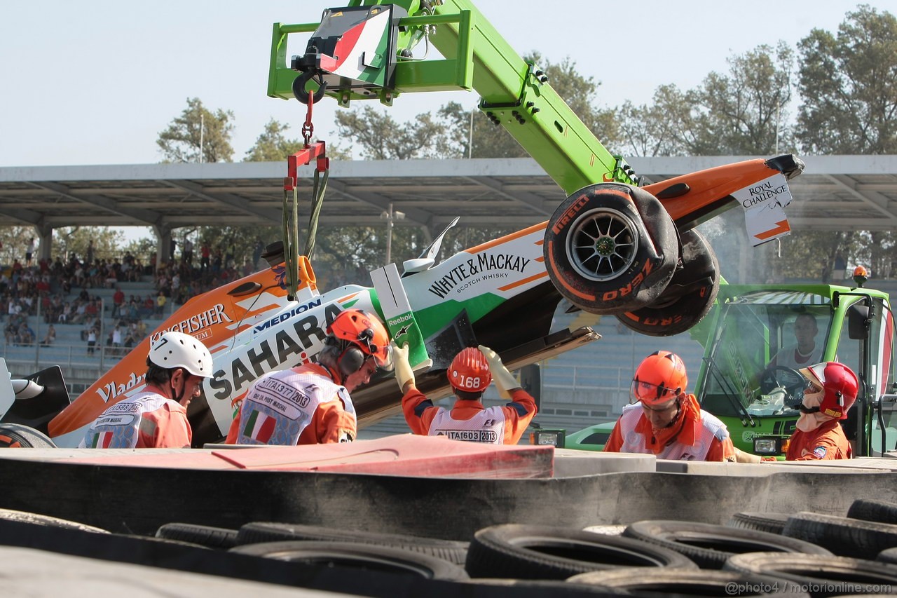 GP ITALIA, 07.09.2013- Free practice 3, Paul di Resta (GBR) Sahara Force India F1 Team VJM06 crash