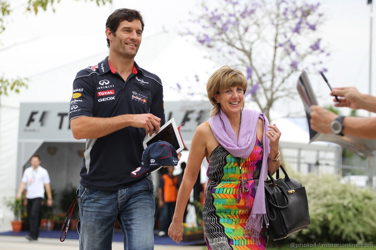 GP MALESIA, 24.03.2013- Mark Webber (AUS) Red Bull Racing RB9 with his GF Ann Neal (GBR)