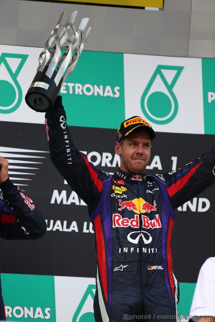 GP MALESIA, 24.03.2013- Gara, the podium; winner Sebastian Vettel (GER) Red Bull Racing RB9