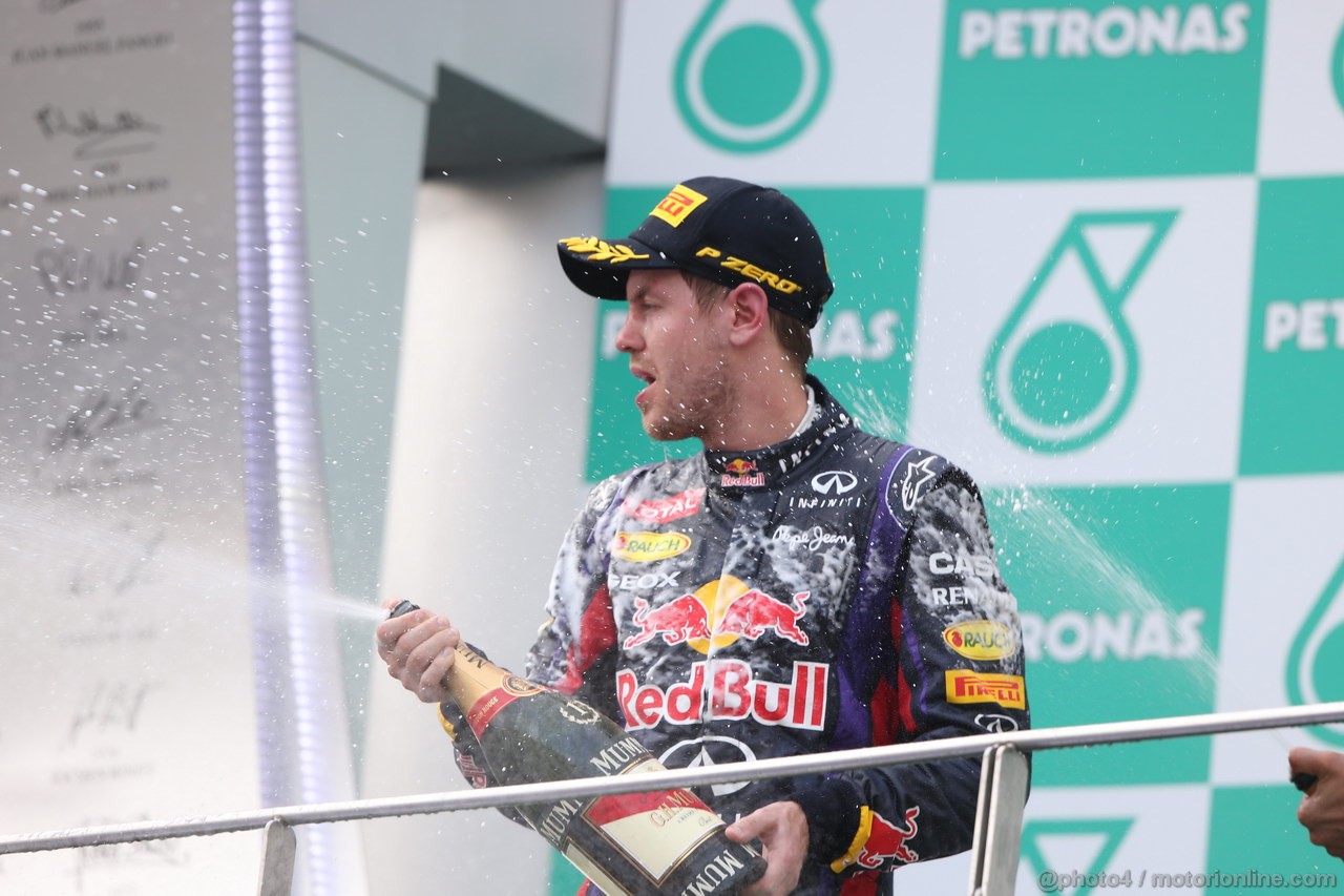 GP MALESIA, 24.03.2013- Gara, the podium; winner Sebastian Vettel (GER) Red Bull Racing RB9