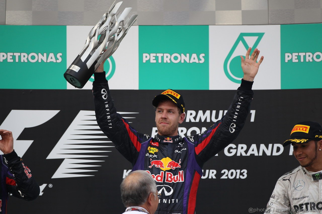 GP MALESIA, 24.03.2013- Gara, the podium; winner Sebastian Vettel (GER) Red Bull Racing RB9