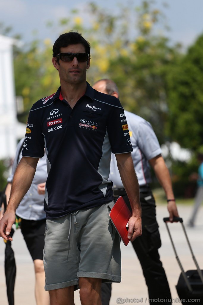 GP MALESIA, 23.03.2013 - Free practice 3, Mark Webber (AUS) Red Bull Racing RB9 