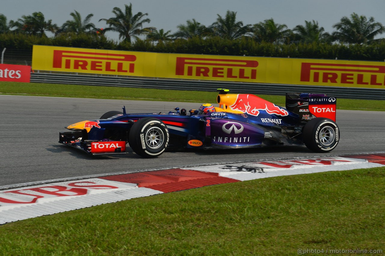 GP MALESIA, 23.03.2013- Qualifiche, Mark Webber (AUS) Red Bull Racing RB9 