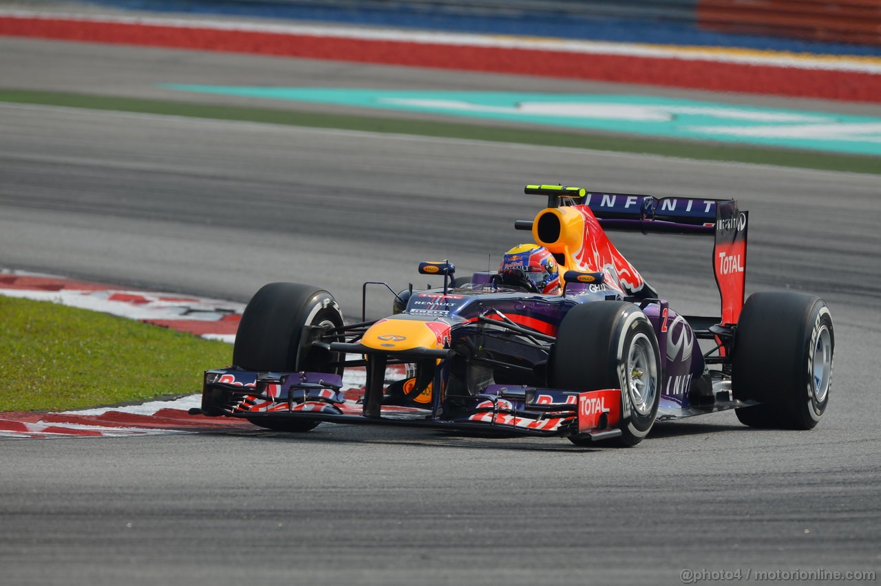 GP MALESIA, 23.03.2013- Qualifiche, Mark Webber (AUS) Red Bull Racing RB9 