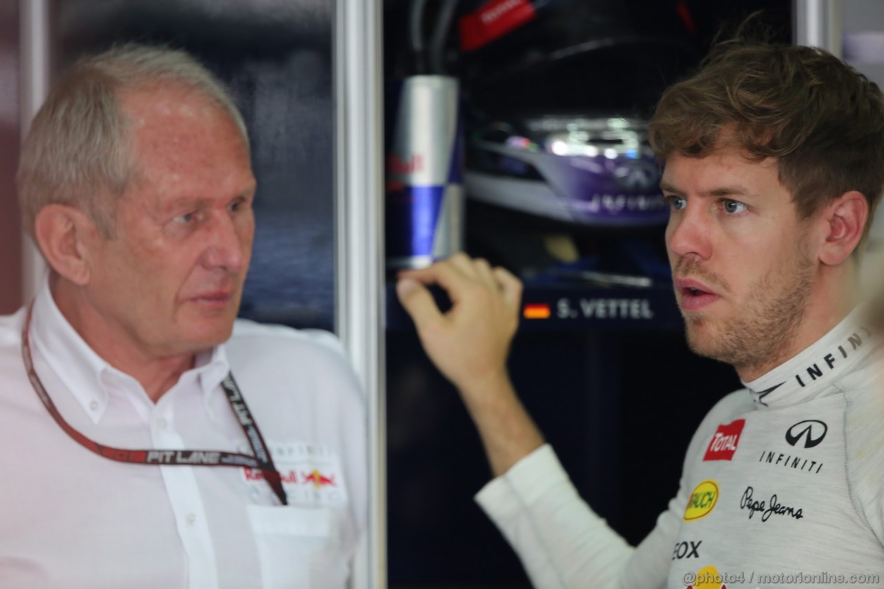 GP MALESIA, 22.03.2013- Prove Libere 1, Sebastian Vettel (GER) Red Bull Racing RB9 e Helmut Marko (AUT), Red Bull Racing, Red Bull Advisor