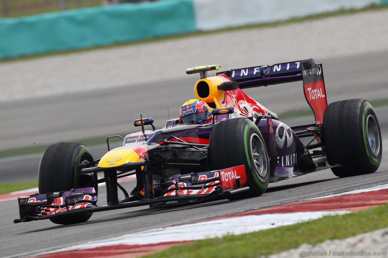 GP MALESIA, 22.03.2013 - Prove Libere 2, Mark Webber (AUS) Red Bull Racing RB9