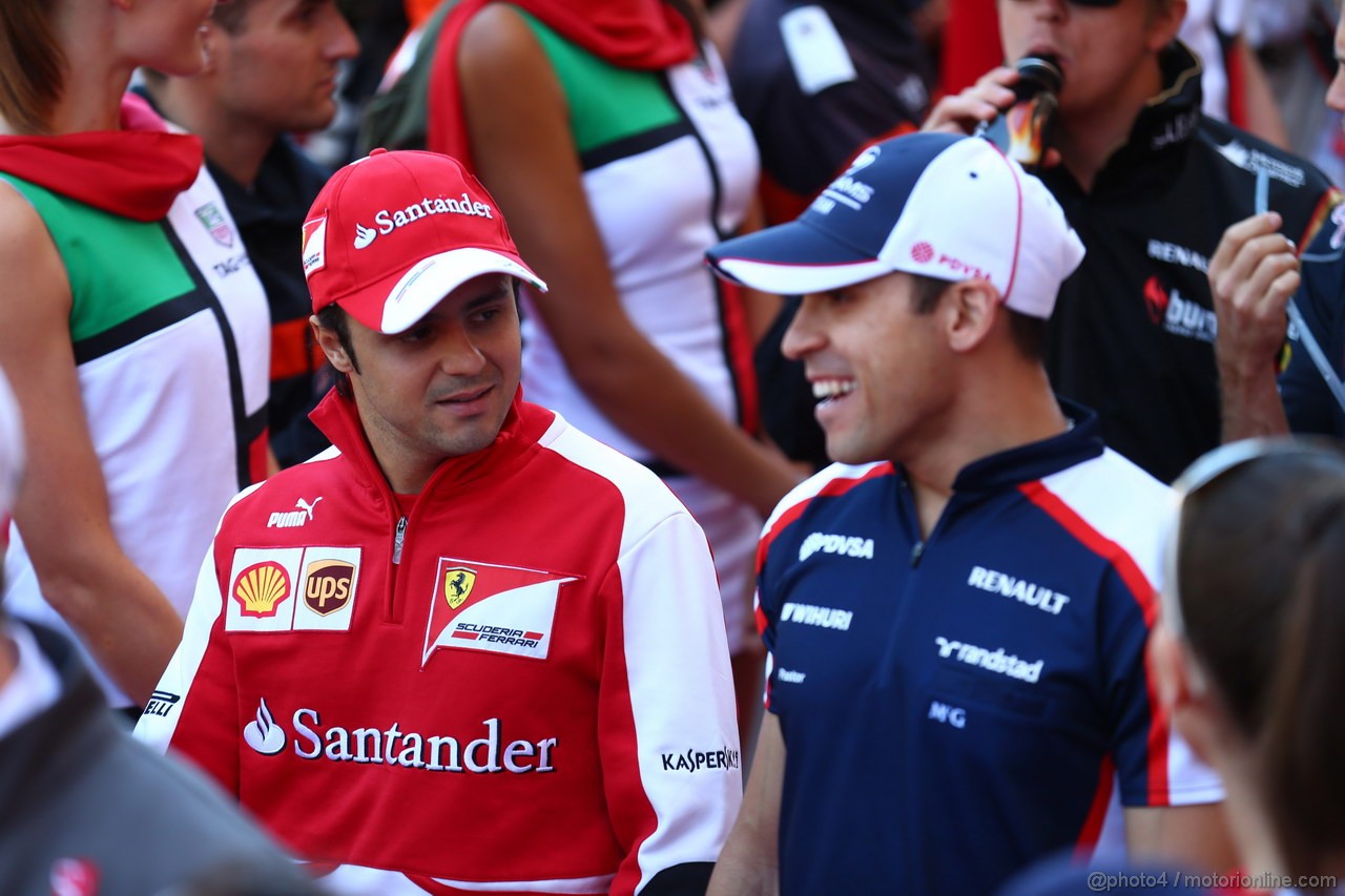 GP MONACO, 26.05.2013- Felipe Massa (BRA) Ferrari F138 e Pastor Maldonado (VEN) Williams F1 Team FW35 