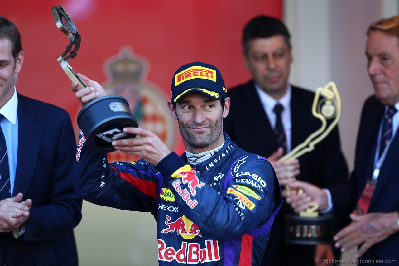 GP MONACO, 26.05.2013- Gara, terzo Mark Webber (AUS) Red Bull Racing RB9 