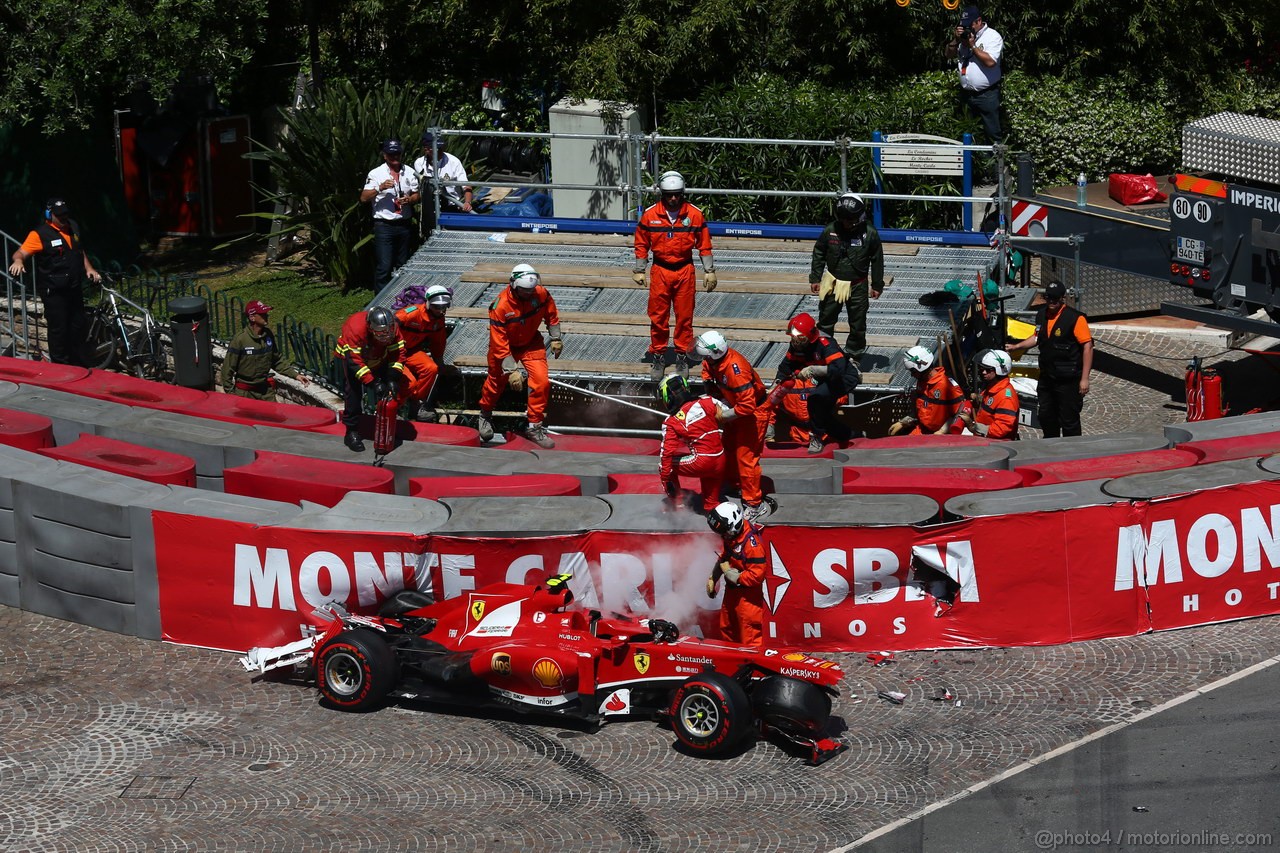GP MONACO, 26.05.2013- Gara, Crash, Felipe Massa (BRA) Ferrari F138
