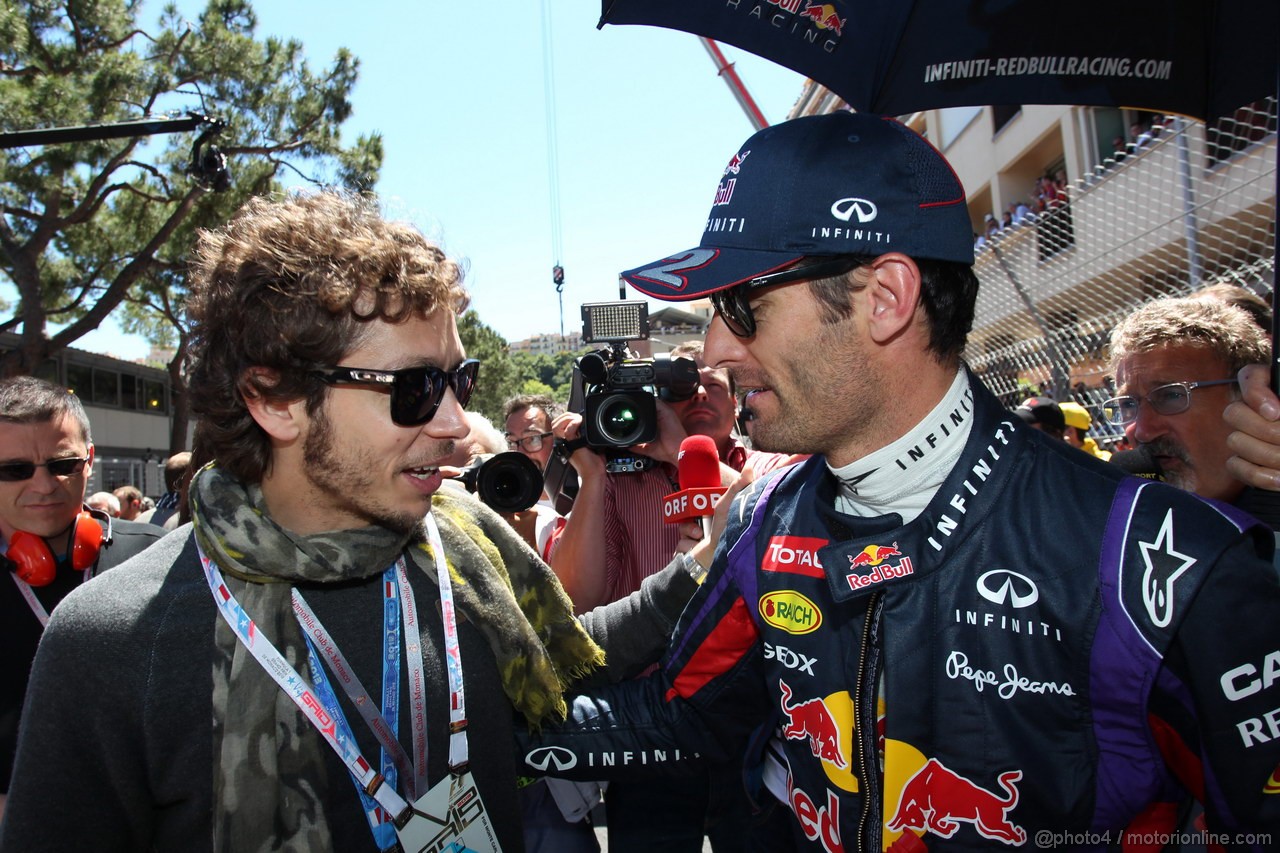 GP MONACO, 26.05.2013- Gara, Valentino Rossi (ITA), MotoGp driver e Mark Webber (AUS) Red Bull Racing RB9 