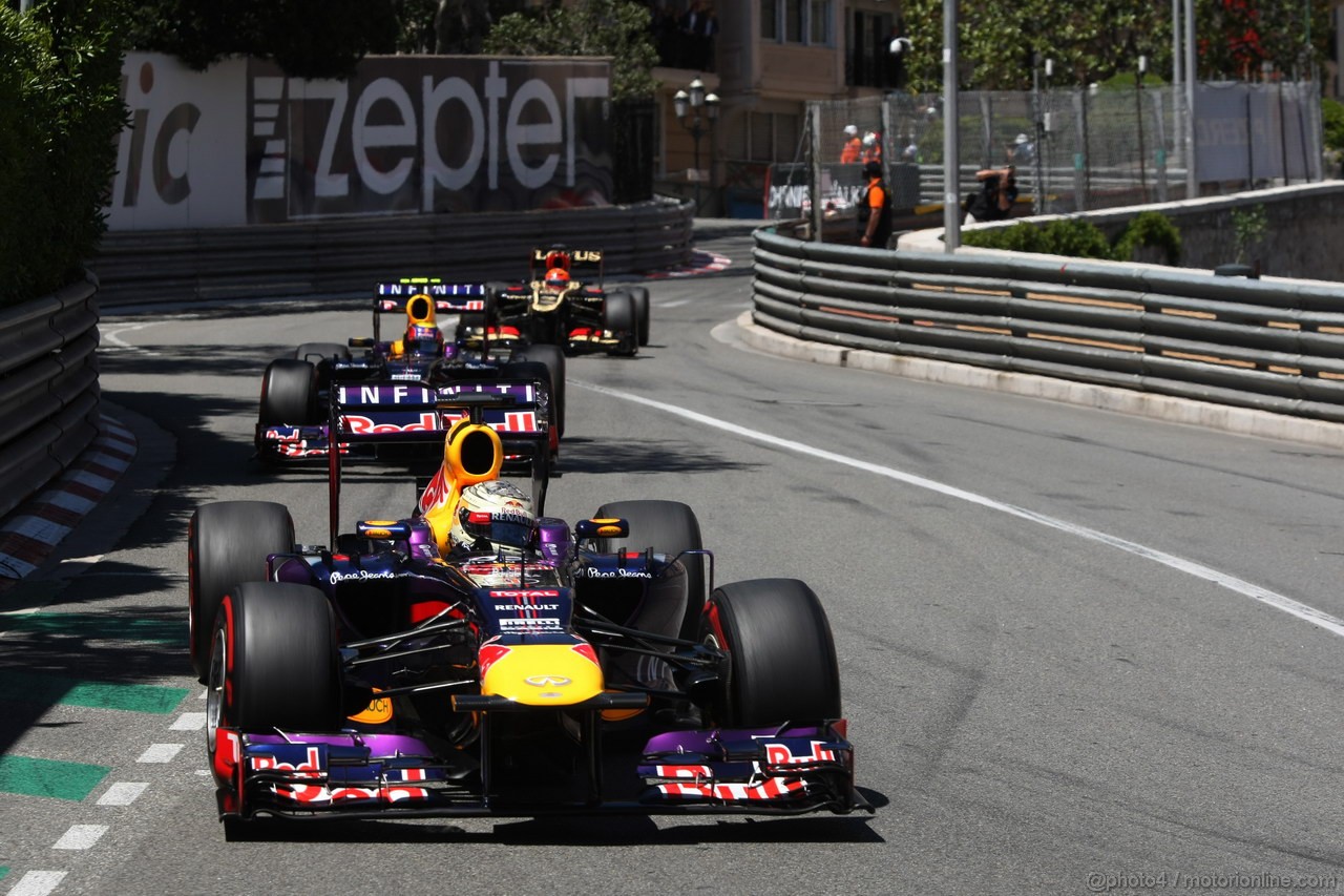 GP MONACO, 26.05.2013- Gara, Sebastian Vettel (GER) Red Bull Racing RB9 davanti a Mark Webber (AUS) Red Bull Racing RB9 