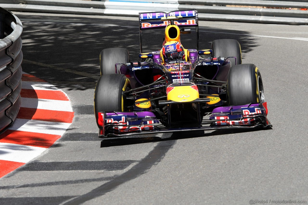 GP MONACO, 23.05.2013- Prove Libere 1, Mark Webber (AUS) Red Bull Racing RB9 