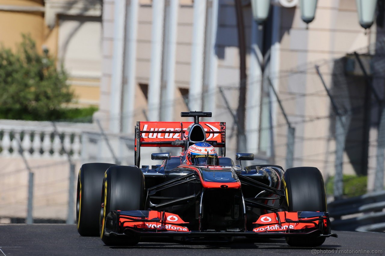 GP MONACO, 23.05.2013- Prove Libere 1, Jenson Button (GBR) McLaren Mercedes MP4-28 