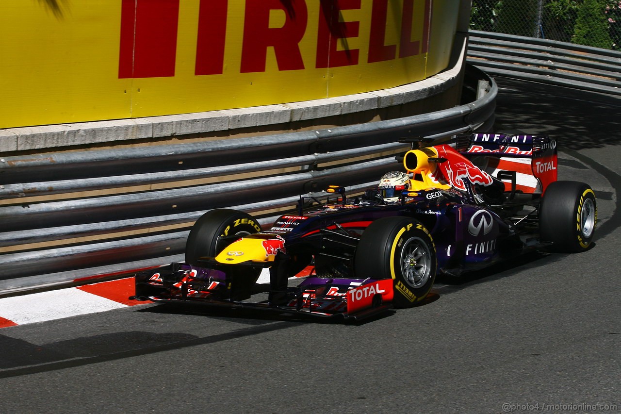 GP MONACO, 23.05.2013- Prove Libere 1, Sebastian Vettel (GER) Red Bull Racing RB9 