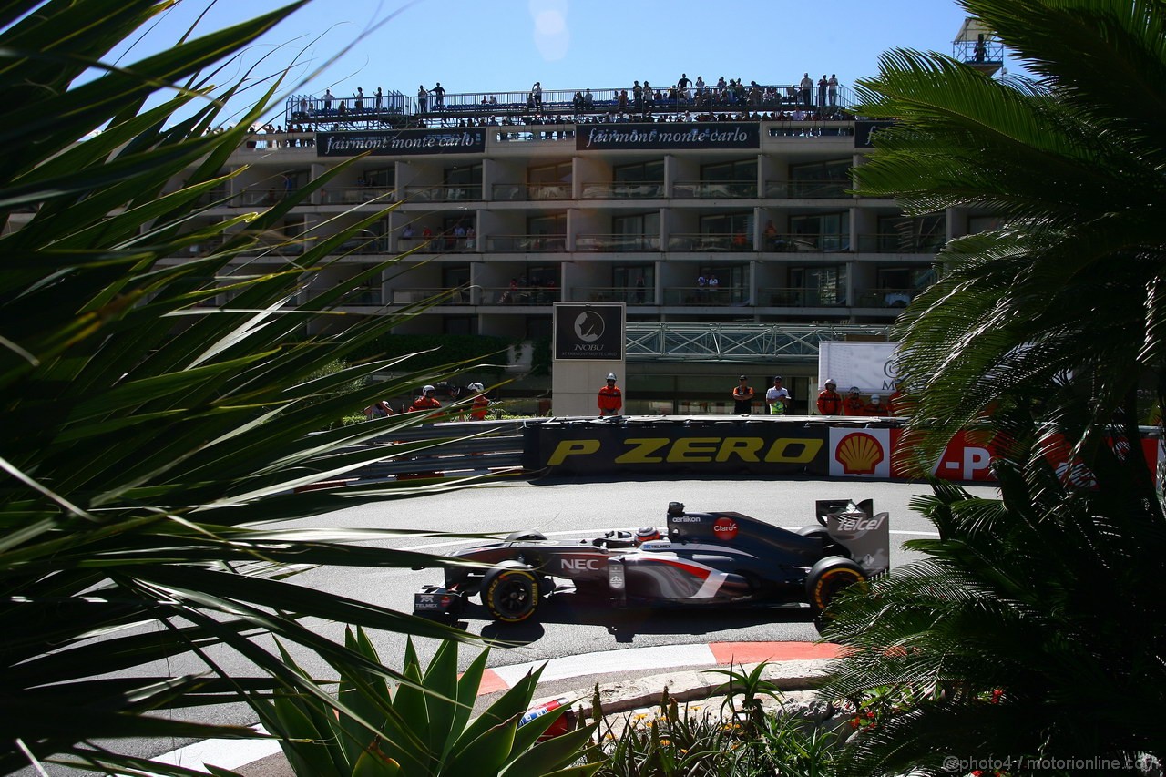 GP MONACO, 23.05.2013- Prove Libere 1, Nico Hulkenberg (GER) Sauber F1 Team C32 