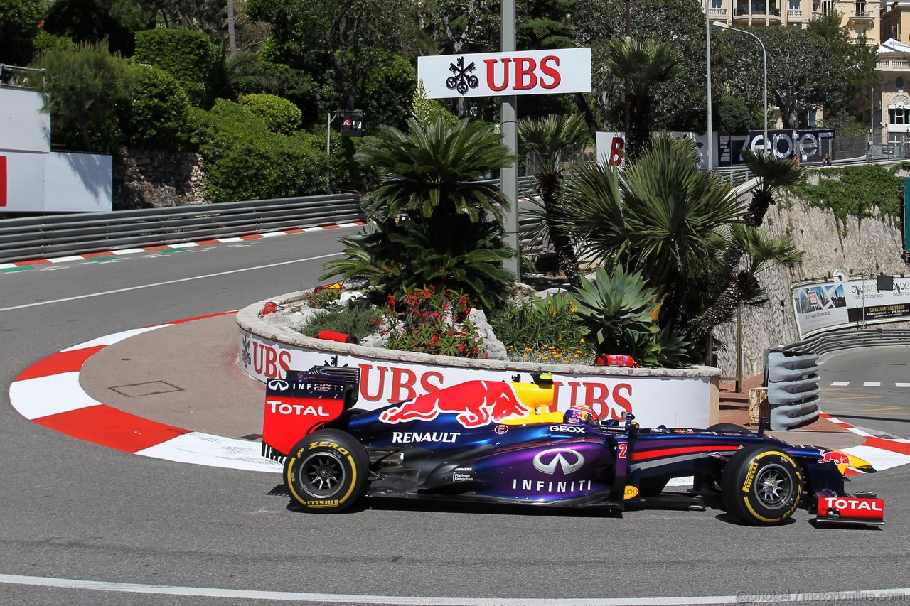 GP MONACO, 23.05.2013- Prove Libere 1, Mark Webber (AUS) Red Bull Racing RB9 