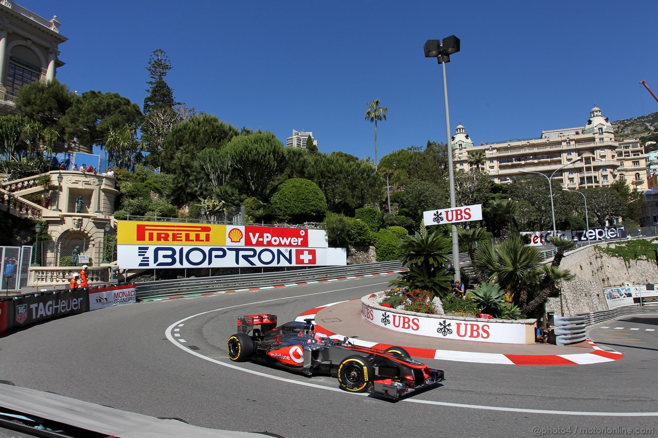 GP MONACO, 23.05.2013- Prove Libere 1, Jenson Button (GBR) McLaren Mercedes MP4-28 