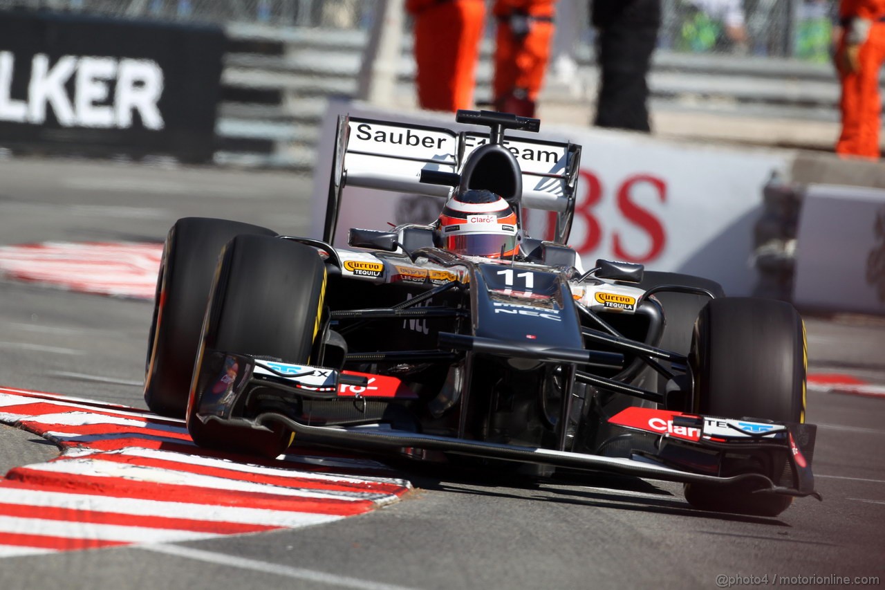 GP MONACO, 23.05.2013- Prove Libere 1, Nico Hulkenberg (GER) Sauber F1 Team C32 