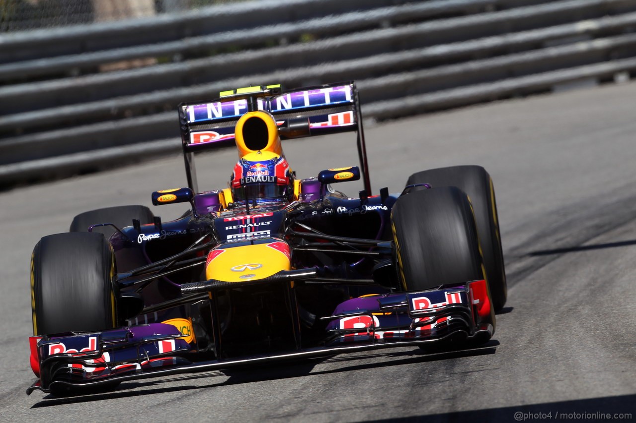 GP MONACO, 23.05.2013- Prove Libere 1, Mark Webber (AUS) Red Bull Racing RB9 
