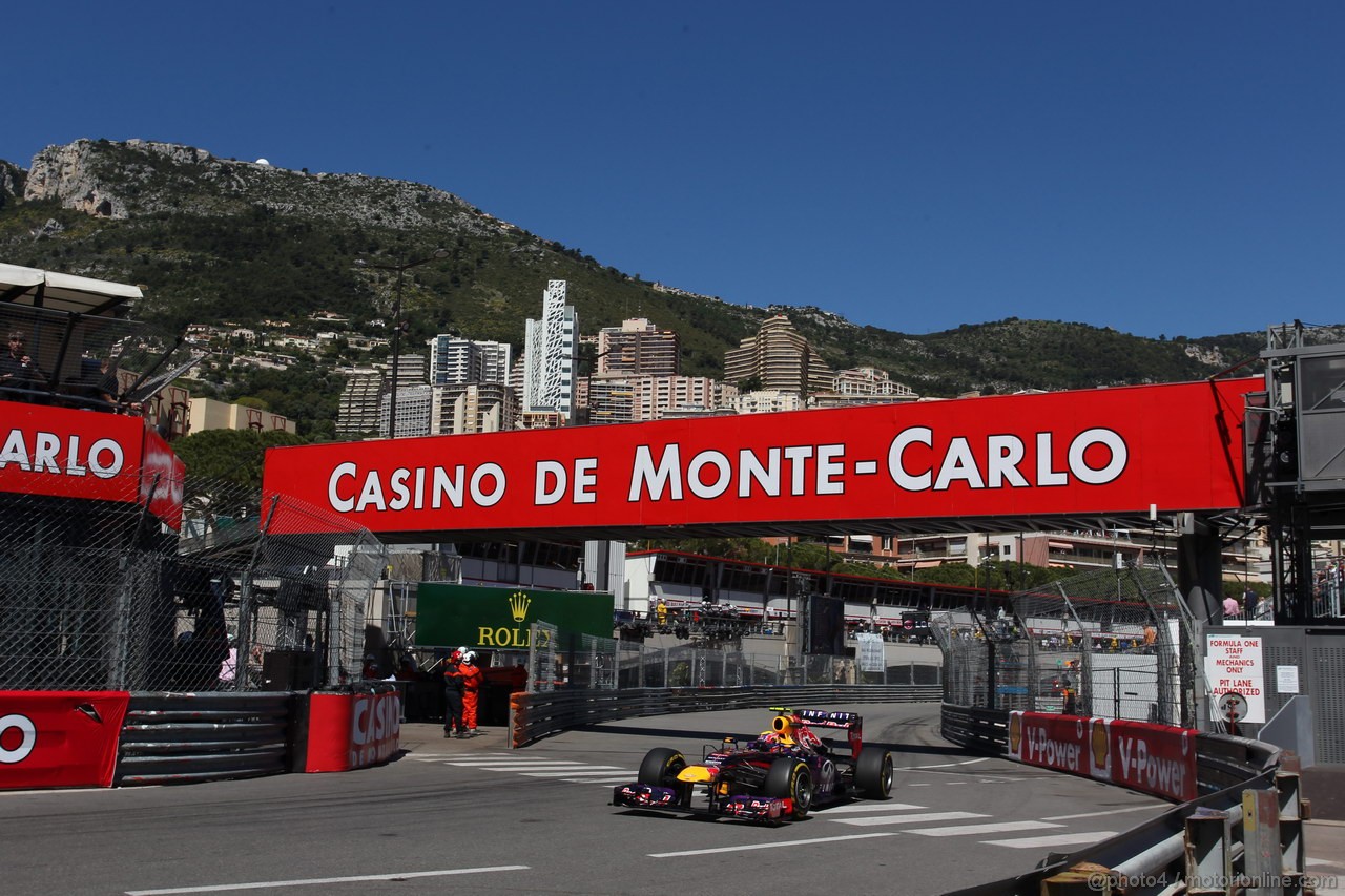 GP MONACO, 23.05.2013- Prove Libere 1, Mark Webber (AUS) Red Bull Racing RB9 