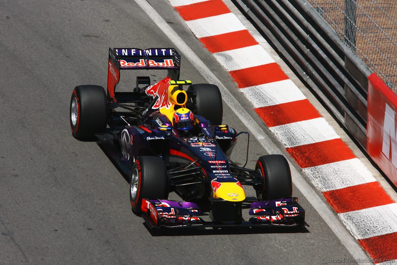 GP MONACO, 23.05.2013- Prove Libere 2, Mark Webber (AUS) Red Bull Racing RB9 