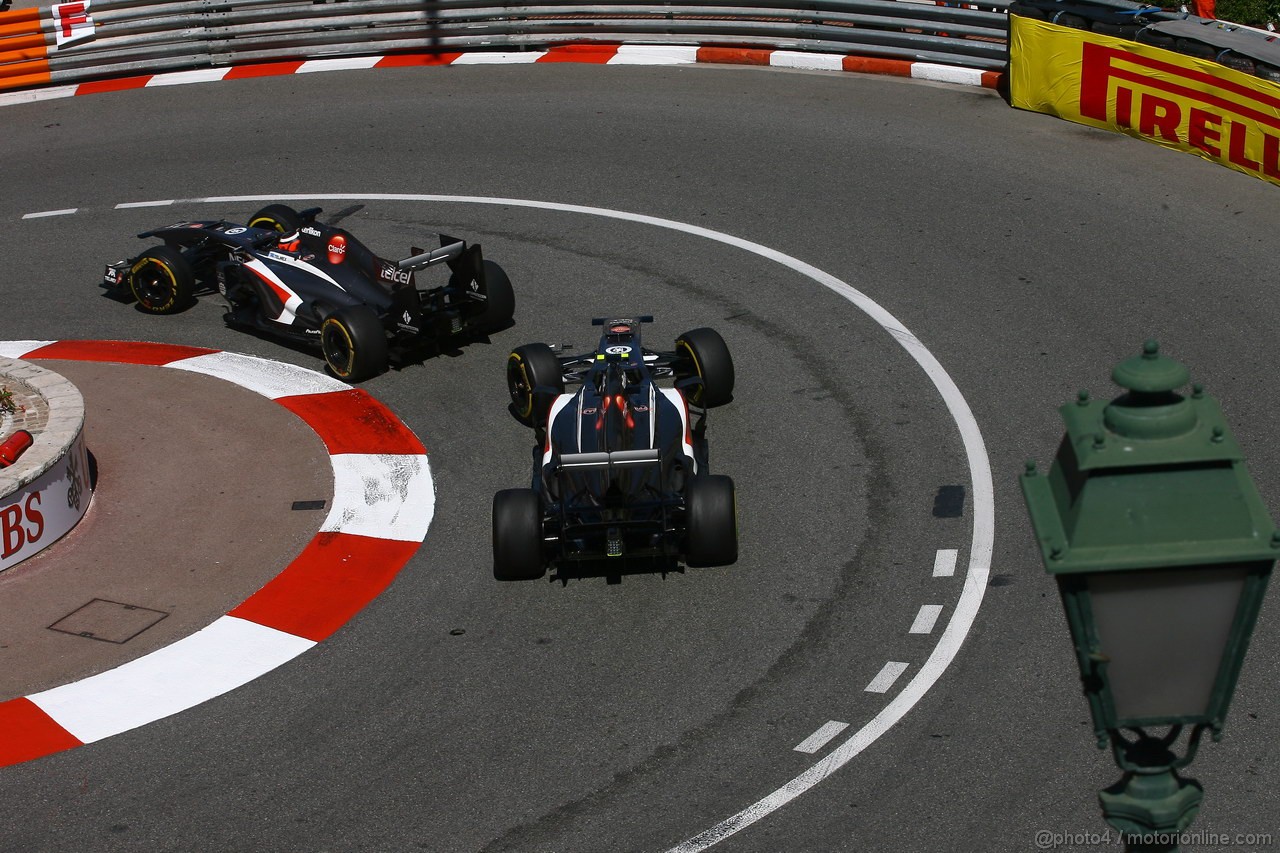 GP MONACO, 23.05.2013- Prove Libere 2, Nico Hulkenberg (GER) Sauber F1 Team C32 davanti a Esteban Gutierrez (MEX), Sauber F1 Team C32 