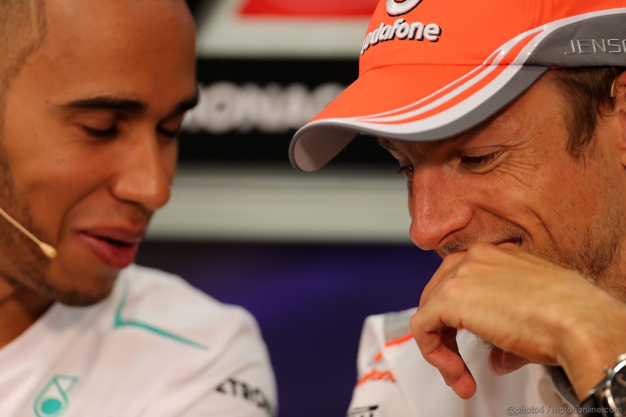 GP MONACO, 22.05.2013- Conferenza Stampa, Lewis Hamilton (GBR) Mercedes AMG F1 W04 e Jenson Button (GBR) McLaren Mercedes MP4-28 