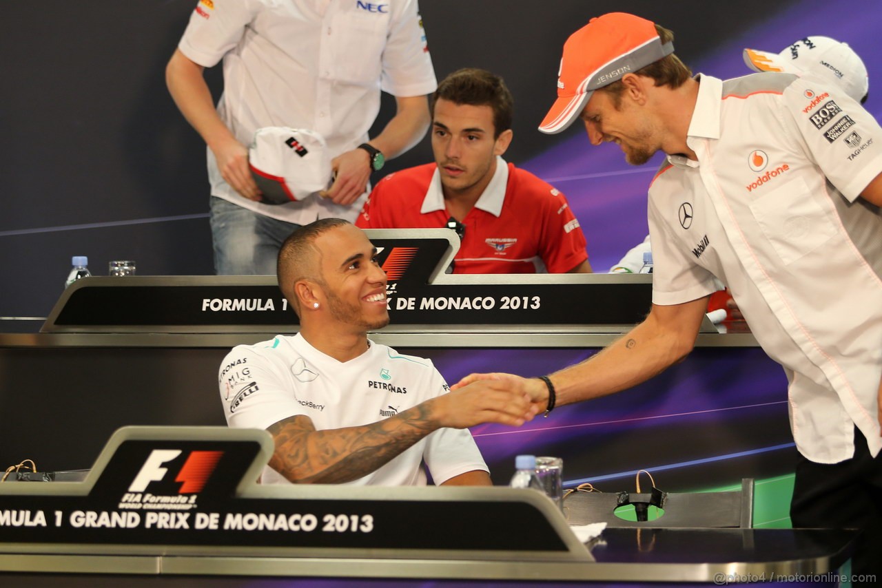 GP MONACO, 22.05.2013- Conferenza Stampa, Lewis Hamilton (GBR) Mercedes AMG F1 W04 e Jenson Button (GBR) McLaren Mercedes MP4-28 