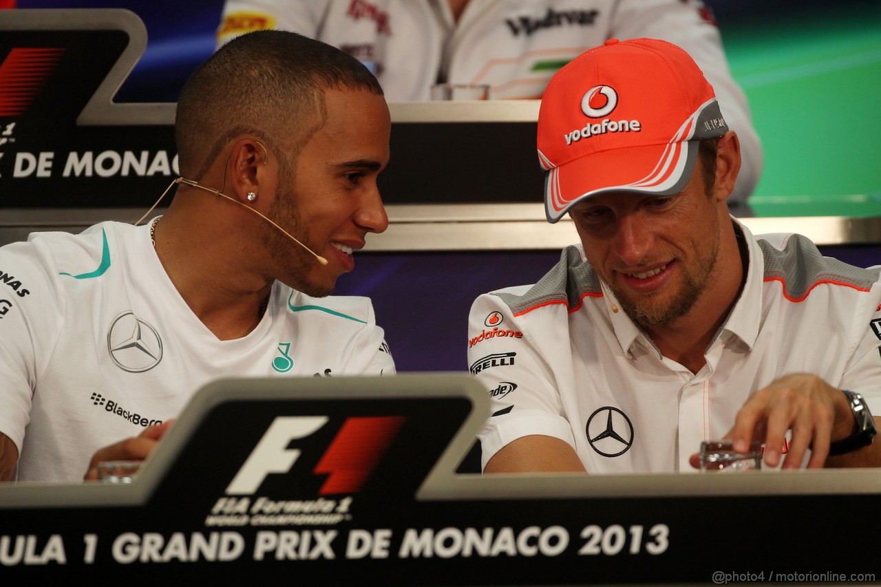 GP MONACO, 22.05.2013- Conferenza Stampa, Lewis Hamilton (GBR) Mercedes AMG F1 W04 e Jenson Button (GBR) McLaren Mercedes MP4-28