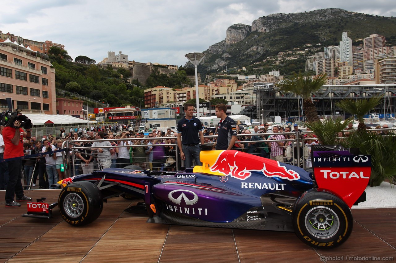 GP MONACO, 22.05.2013- Sebastian Vettel (GER) Red Bull Racing RB9 e Sebastien Ogier (F) WRC Driver