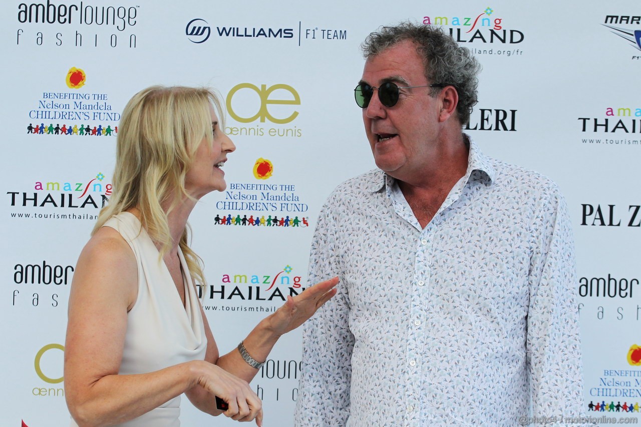 GP MONACO, Jeremy Clarkson (GBR) with Sonia Irvine (GBR) at the Amber Lounge Fashion Show.
