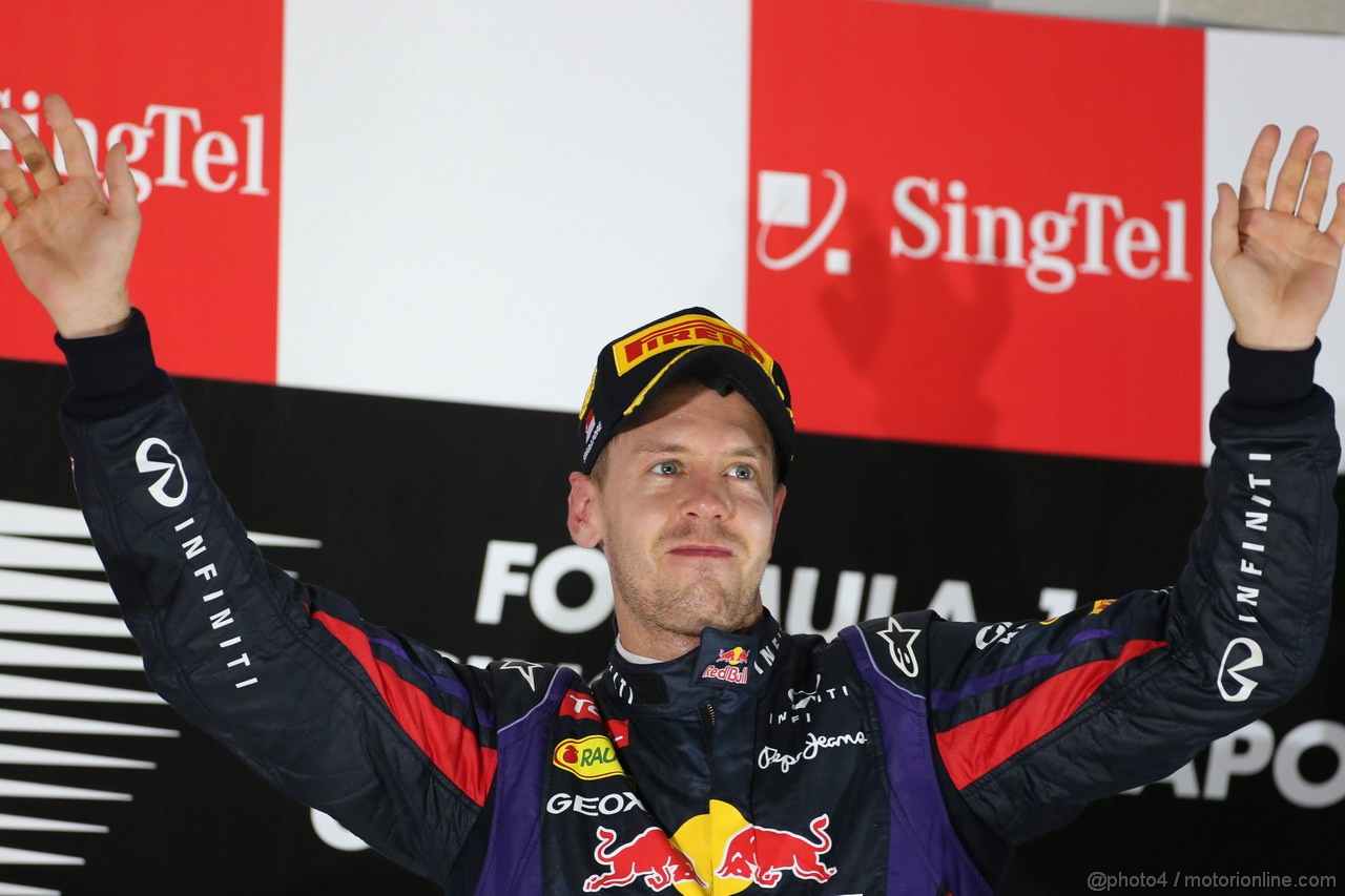 GP SINGAPORE, 22.09.2013- Podium winner Sebastian Vettel (GER) Red Bull Racing RB9