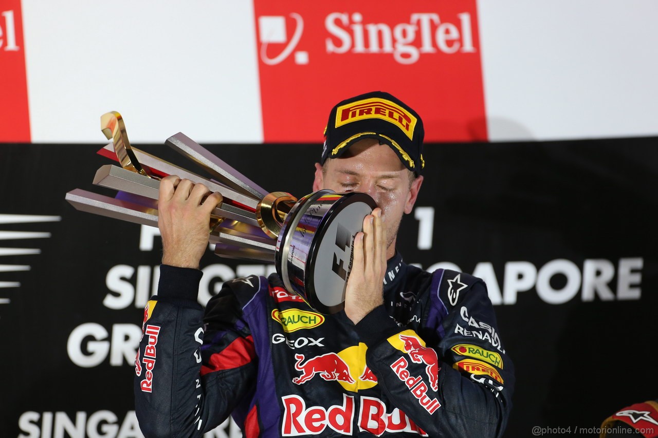 GP SINGAPORE, 22.09.2013- Podium winner Sebastian Vettel (GER) Red Bull Racing RB9