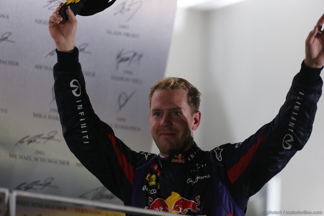 GP SINGAPORE, 22.09.2013- Podium winner Sebastian Vettel (GER) Red Bull Racing RB9