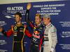 GP SINGAPORE, 21.09.2013- Qualifiche, Pole position Sebastian Vettel (GER) Red Bull Racing RB9, 2nd Nico Rosberg (GER) Mercedes AMG F1 W04 3rd Romain Grosjean (FRA) Lotus F1 Team E213