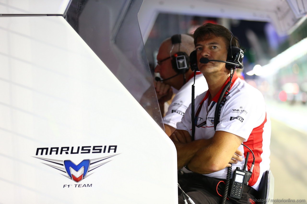 GP SINGAPORE, 20.09.2013-  Prove Libere 2, Marusia F1 Pitwall